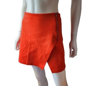 Lush Coral Red Slit Mini Skirt